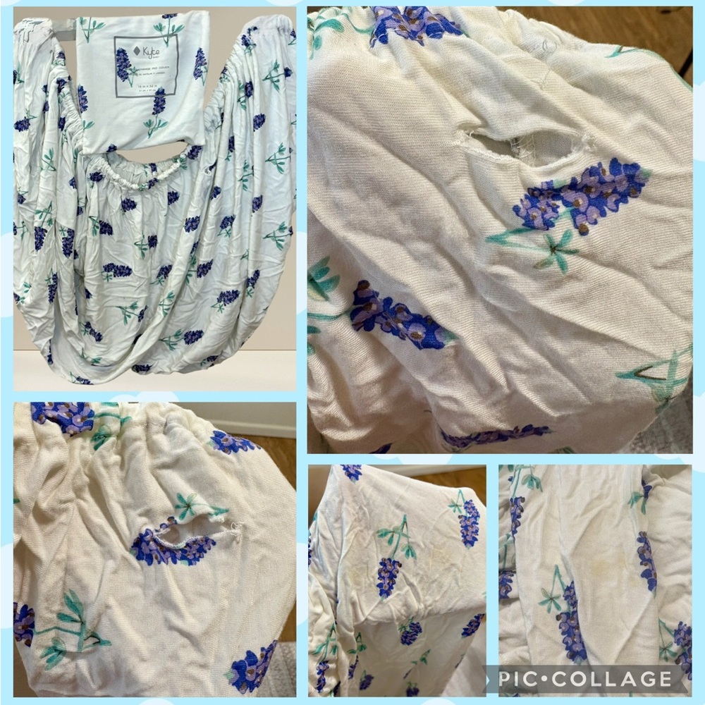 Kyte Baby Bluebonnet Bamboo Change pad cover 16”x 32” good used condition flaws